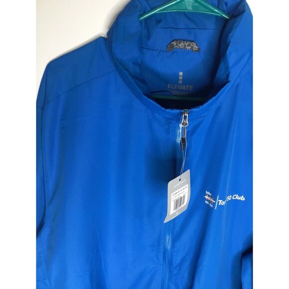 Elevate Mens Full Zip Windbreaker size 2XL Hooded Blue Lightweight Packable XXL - Picture 3 of 12